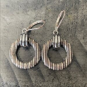 Silver tone Twisted Hoop Earrings